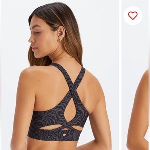 NWT Fabletics High Impact No Bounce Sports Bra - Pewter Marbled Zebra
